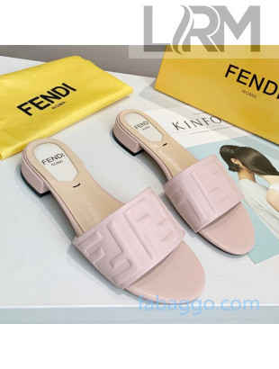 Fendi FF Leather Slide Sandals Pink 2020