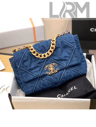 Chanel Denim Small Chanel 19 Flap Bag AS1160 Blue 2020