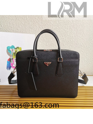 Prada Men's Saffiano Leather Business Briefcase Bag 2VE366 Black 2021