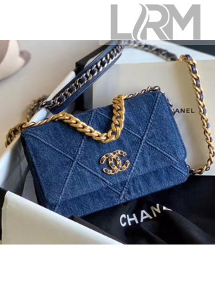 Chanel Denim Chanel 19 Wallet On Chain AP0957 Blue 2020