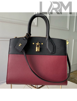Louis Vuitton City Steamer MM Top Handle Bag M55062 Black/Burgundy 2019