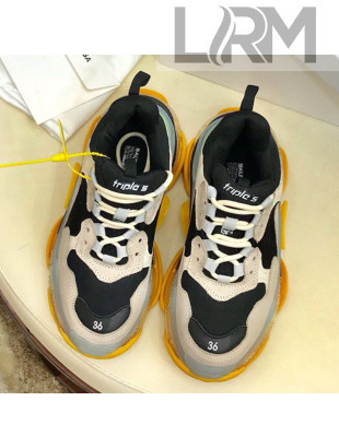 Balenciaga Triple S Sneakers Black/Light Grey/Yellow 05 2020