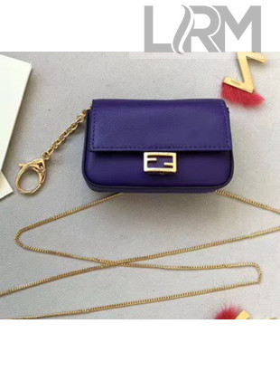 Fendi NANO BAGUETTE Charm Bag in Purple Leather 2020