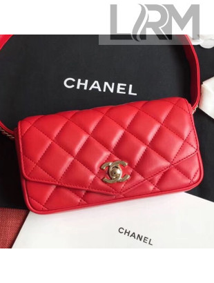Chanel Quilted Calfskin Flap Belt Bag/Waist Bag AS0628 Red 2019