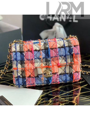 Chanel Tweed Classic Mini Flap Bag A69900 Orange/Blue/Pink 2020