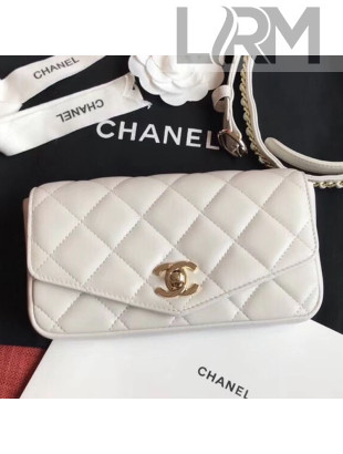 Chanel Quilted Calfskin Flap Belt Bag/Waist Bag AS0628 White 2019