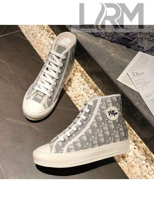 Dior Oblique Canvas Short Sneaker Boots with Logo Patch Grey 2020