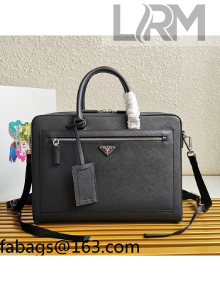 Prada Men's Saffiano Leather Business Briefcase Bag 2VE016 Dark Blue 2021