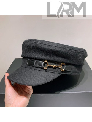 Gucci Wool Hat with Horsebit Charm Black 2020