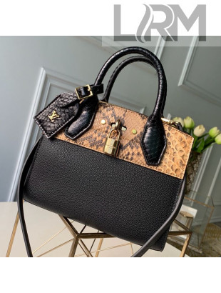 Louis Vuitton Python Leather City Steamer Mini Top Handle Bag N96097 Black 2019