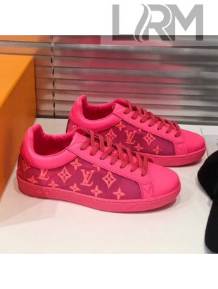 Louis Vuitton Luxembourg Monogram Embroidered Low-top Sneakers Neon Pink 2019 (For Women and Men)