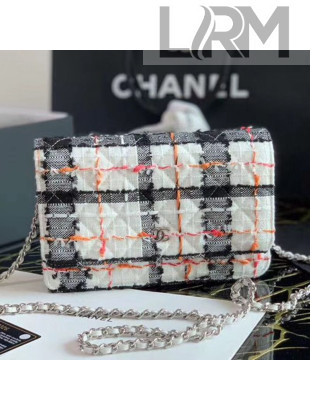 Chanel Tweed Wallet on Chain WOC A33814 Black/White/Pink 2020