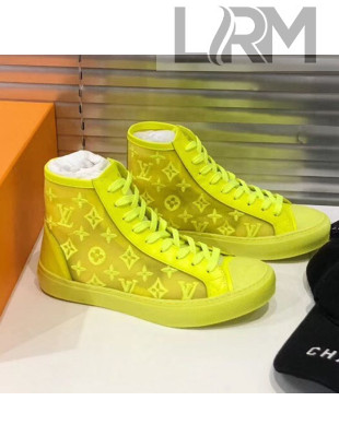 Louis Vuitton Luxembourg Monogram Embroidered High-top Sneakers Neon Yellow 2019 (For Women and Men)