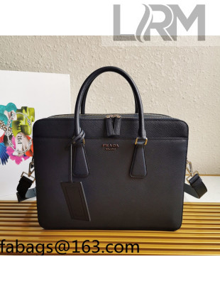 Prada Men's Saffiano Leather Business Briefcase Bag 2VE366 Dark Blue 2021