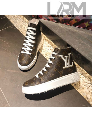 Louis Vuitton Monogram Canvas Wool Short Sneaker Boots Brown 2020