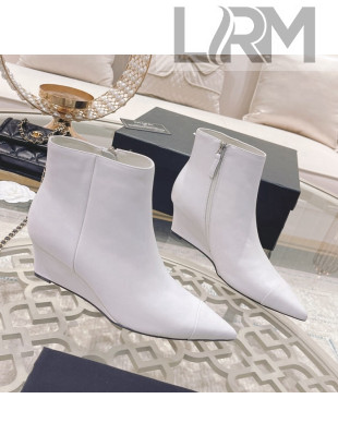 Chanel Calfskin Wedge Ankle Boots 7.5cm White 2021
