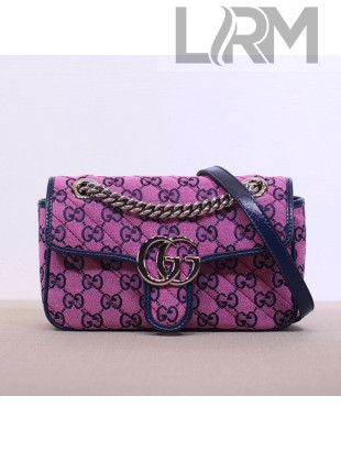 Gucci GG Marmont Multicolour Canvas Chain Mini Bag 446744 Pink 2021