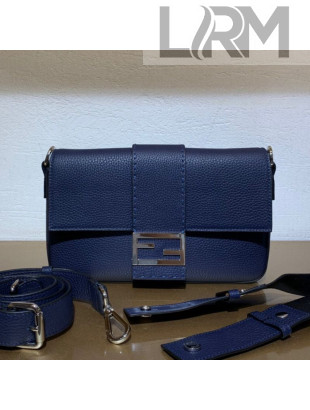 Fendi Men's Baguette Graind Leather Medium Shoulder Bag/Belt Bag Navy Blue 2019