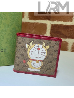 Doraemon x Gucci GG Canvas Billfold Wallet 647802 Red/Yellow 2021