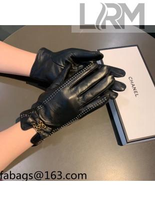 Chanel Lambskin and Cashmere Gloves with CC Bow Black 2021 14