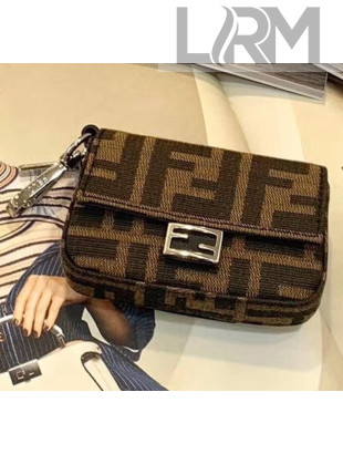 Fendi NANO BAGUETTE Charm Bag in FF Canvas Brown 02 2020