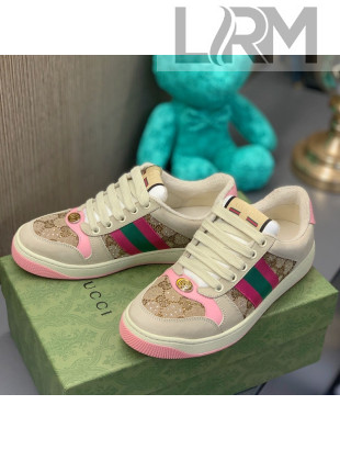 Gucci Screener Sneaker with Crystals Pink/Beige 2021 83