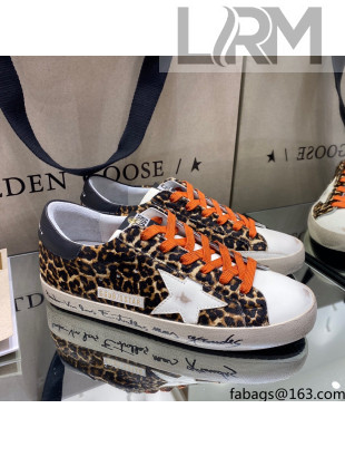 Golden Goose Super-Star Sneakers in Leopard Print Horse Hair with White Star 2021
