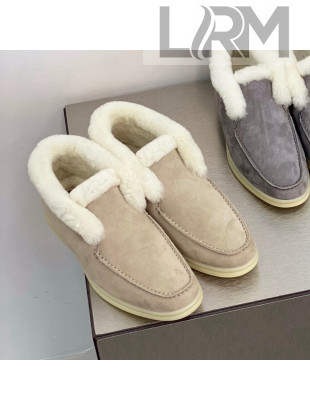 Loro Piana Suede and Cashmere High-Top Loafers Beige 2021 1118100