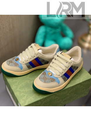 Gucci Screener Sneaker with Crystals Blue/Grey 2021 84