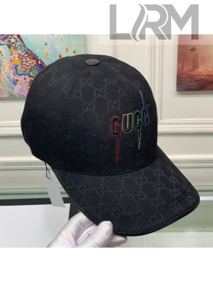 Gucci GG Canvas Baseball Hat with Logo Embroidery Black 2020