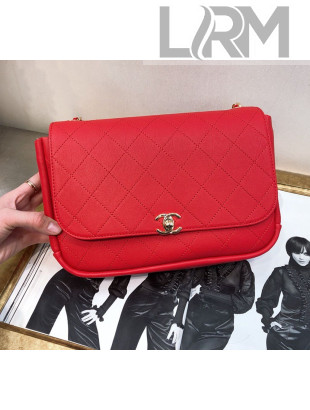 Chanel Large Quilting Lambskin Chain Flap Bag AS0138 Red 2019