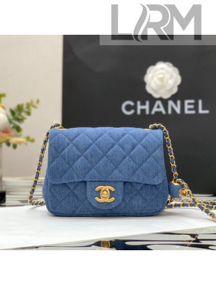 Chanel Denim Mini Sqaure Flap Bag with Ball AS1786 Dark Blue 2022 32