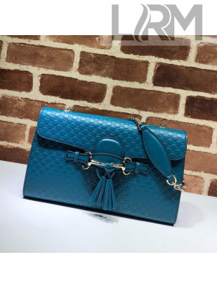 Gucci GG Leather Tassel Medium Shoulder Bag 449635 Blue 2021