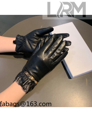 Celine Lambskin and Cashmere Gloves Black 2021 18