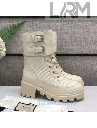 Gucci Calfskin Short Boot with Interlocking G 628855 White 2020