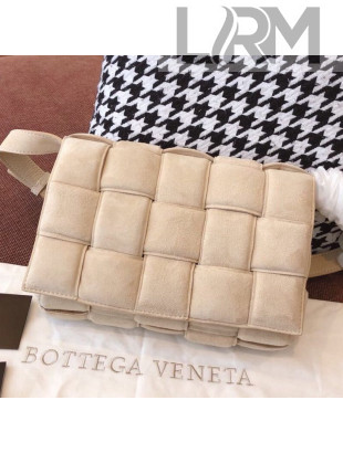 Bottega Veneta Padded Cassette Suede Medium Crossbody Messenger Bag Light Beige 2019