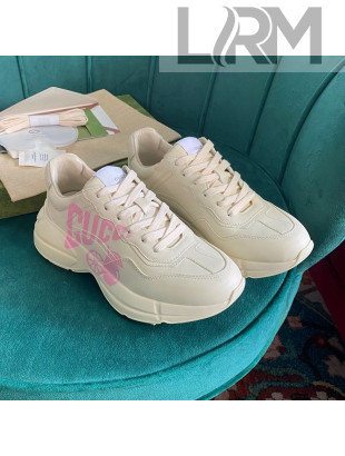 Gucci Rhyton Leather Sneaker White/Pink Print 2021 03