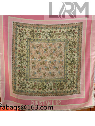 Dior Rose Print Twilly Silk Square Scarf 90x90cm Pink 2021