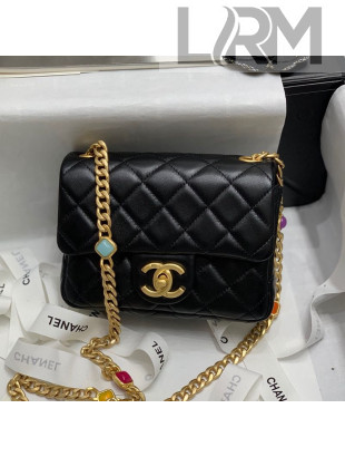 Chanel Lambskin Resin Stones Chain Mini Flap Bag AS2379 Black 2021