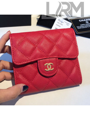 Chanel Three Folds Classic Small Flap Wallet A81900 Red