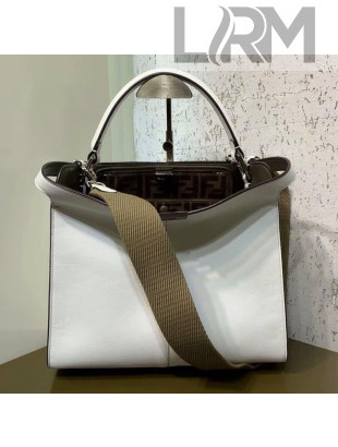 Fendi Leather Medium Peekaboo X-Lite Regular Bag White 2019