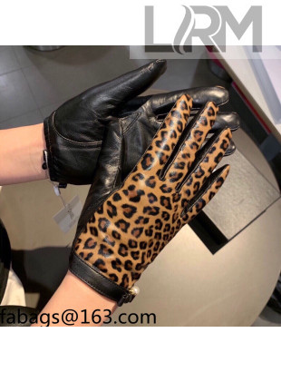 Chanel Leopard Lambskin and Cashmere Gloves Black/Brown 2021 20