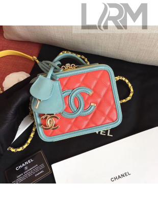 Chanel Small Vanity Case Handbag Red/Blue/Yellow 2019