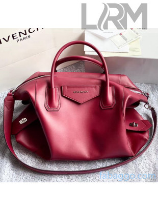 Givenchy Medium Antigona Soft Bag in Smooth Leather Deep Red 2020