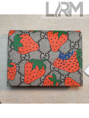 Gucci GG Gucci Strawberry Print Card Case Wallet 573839 2019