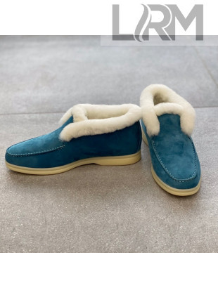 Loro Piana Suede and Cashmere High-Top Loafers Blue 2021 1118110