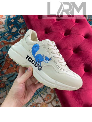 Gucci Rhyton Leather Sneaker White/Blue Print 2021 05