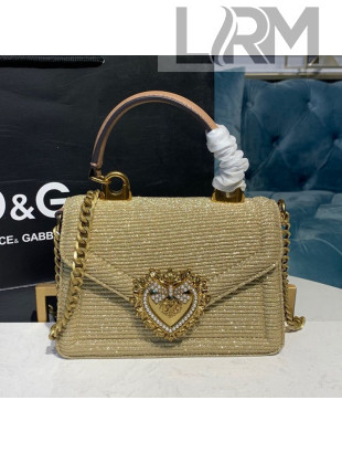 Dolce&Gabbana Small Devotion Lurex Fabric Top Handle Bag Gold 2019