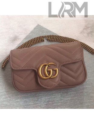 Gucci GG Marmont Leather Super Mini Bag ‎476433 Nude/Gold 2021 