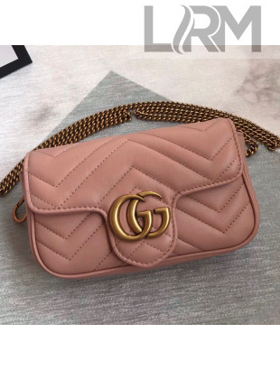Gucci GG Marmont Leather Super Mini Bag ‎476433 Pink/Gold 2021 